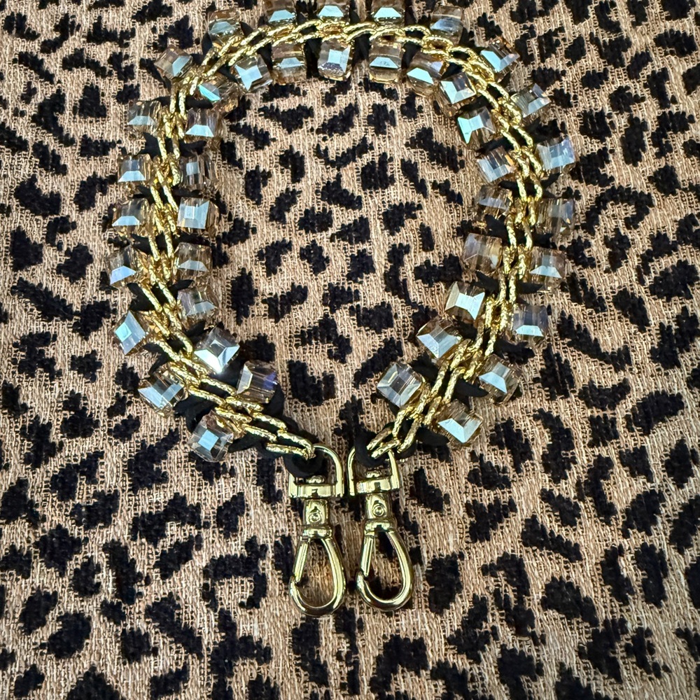 Bandolier Black/Gold and Clear Crystal Wristlet Strap